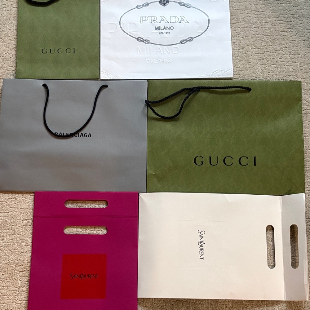 Designer Gucci Shopping Bag Set - Green Leather-Look Tote